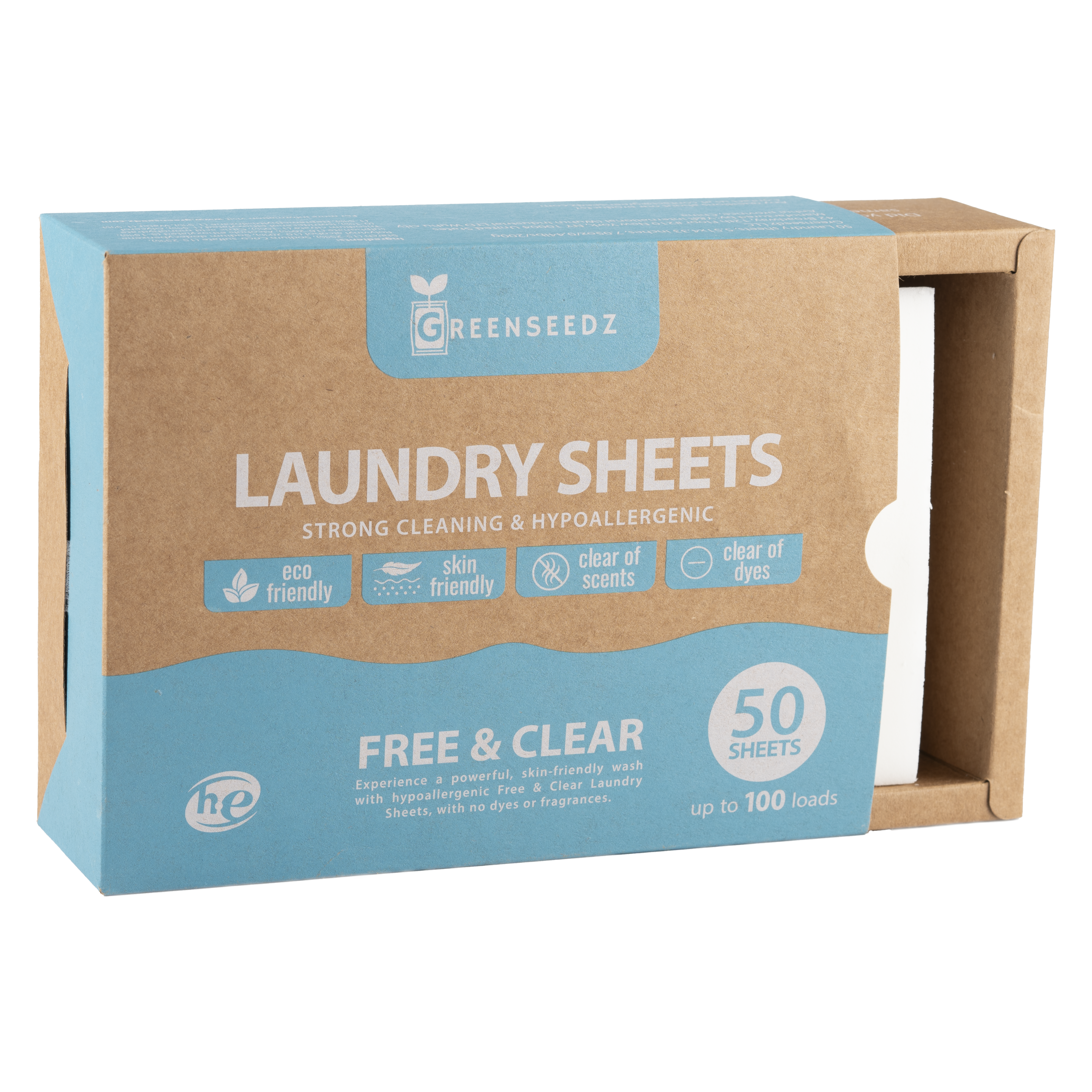 Free & Clear Laundry Detergent Sheets, 50 Sheets